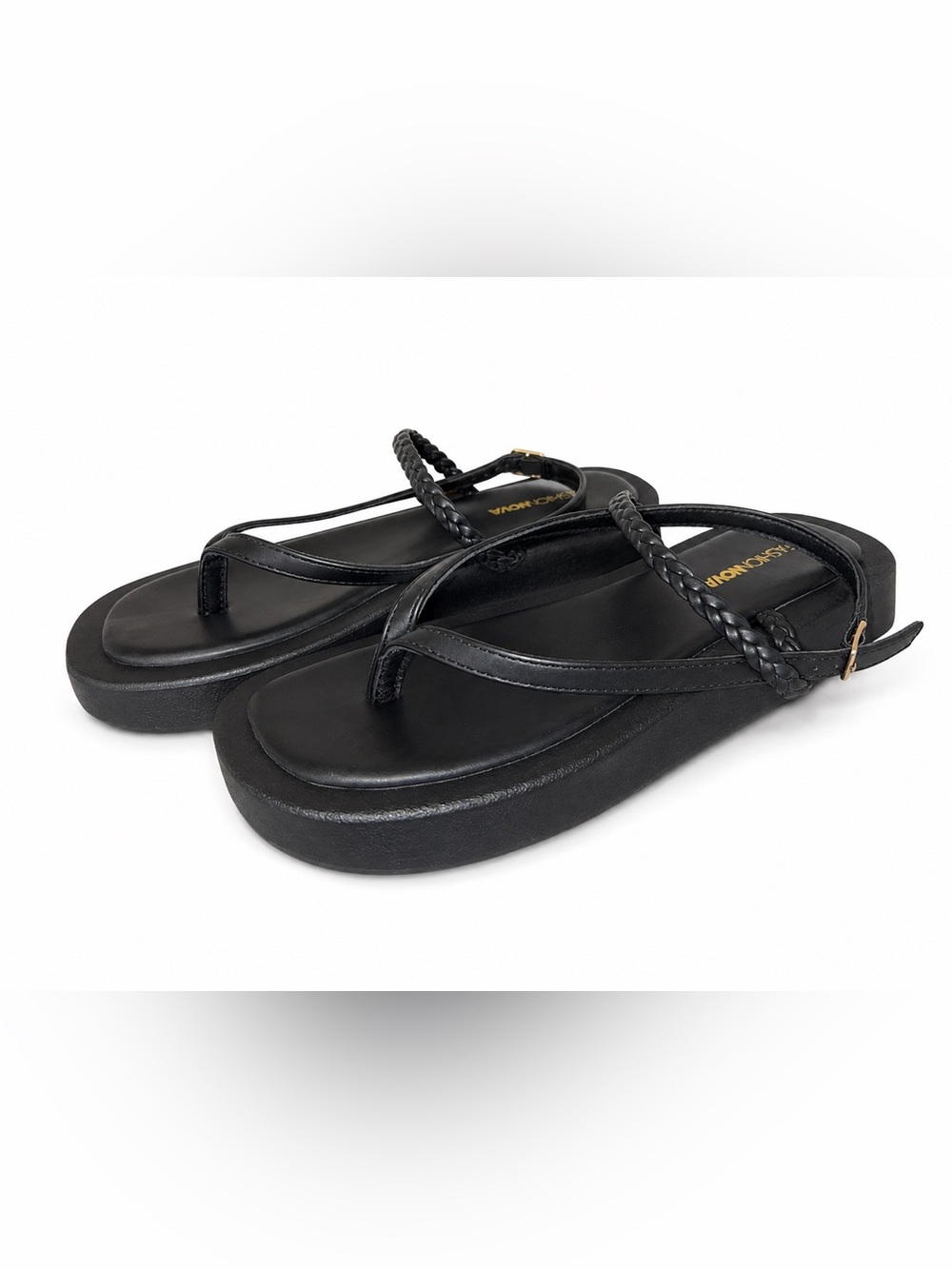 Fashion Nova Black Braided Sandals